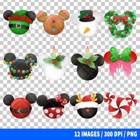 Mickey Mouse Christmas Clipart PNG Bundle