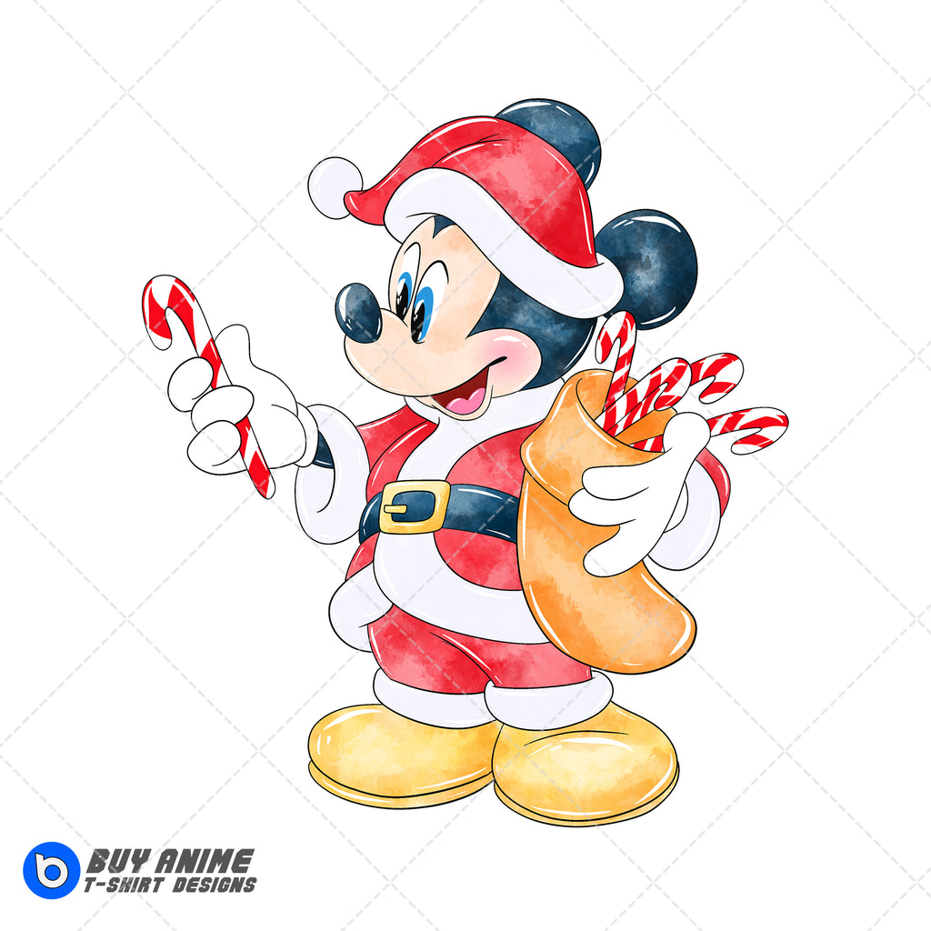 Mickey Mouse Christmas Watercolor Clipart PNG Hand Drawn Illustration