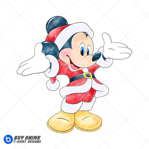 Mickey Mouse Christmas Watercolor Clipart PNG Hand Drawn Illustration #2