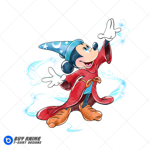 Mickey Mouse Fantasia Watercolor Clipart PNG Hand Drawn Illustration #2