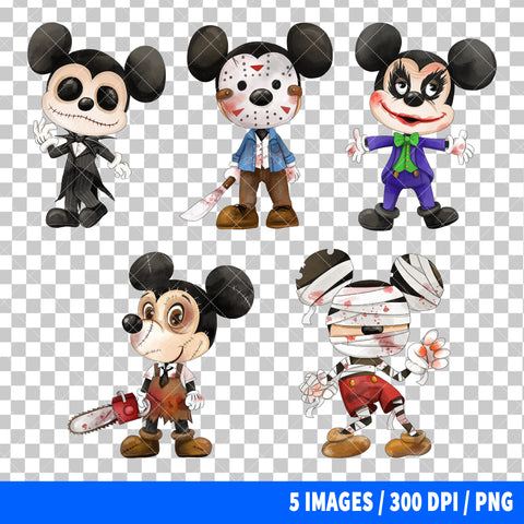 Mickey Mouse Halloween Clipart PNG Bundle