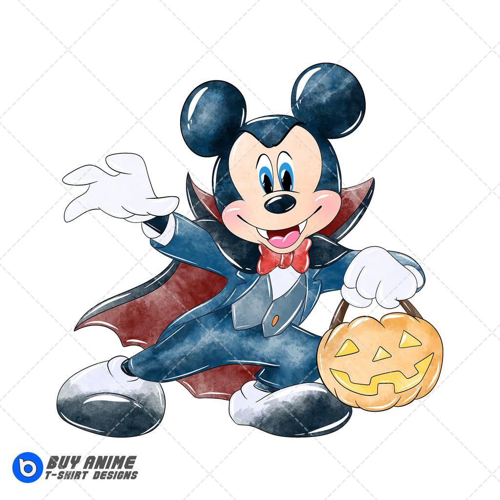 Mickey Mouse Halloween Watercolor Clipart PNG Hand Drawn Illustration