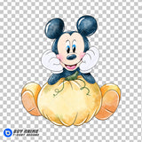 Mickey Mouse Halloween Watercolor Clipart PNG Hand Drawn Illustration #2