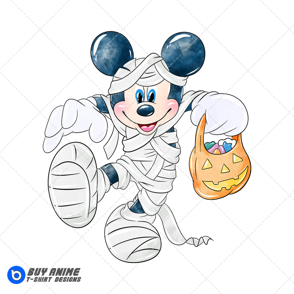 Mickey Mouse Halloween Watercolor Clipart PNG Hand Drawn Illustration #4