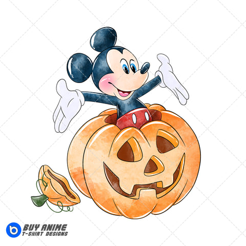 Mickey Mouse Halloween Watercolor Clipart PNG Hand Drawn Illustration #7