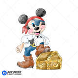 Mickey Mouse Pirate Watercolor Clipart PNG Hand Drawn Illustration