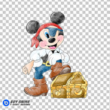 Mickey Mouse Pirate Watercolor Clipart PNG Hand Drawn Illustration