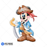Mickey Mouse Pirate Watercolor Clipart PNG Hand Drawn Illustration #2