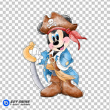 Mickey Mouse Pirate Watercolor Clipart PNG Hand Drawn Illustration #2