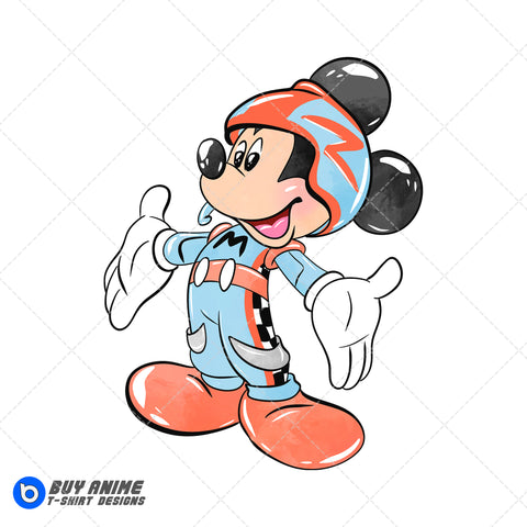 Mickey Mouse Racing Watercolor Clipart PNG Hand Drawn Illustration #2