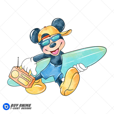 Mickey Mouse Summer Watercolor Clipart PNG Hand Drawn Illustration #2