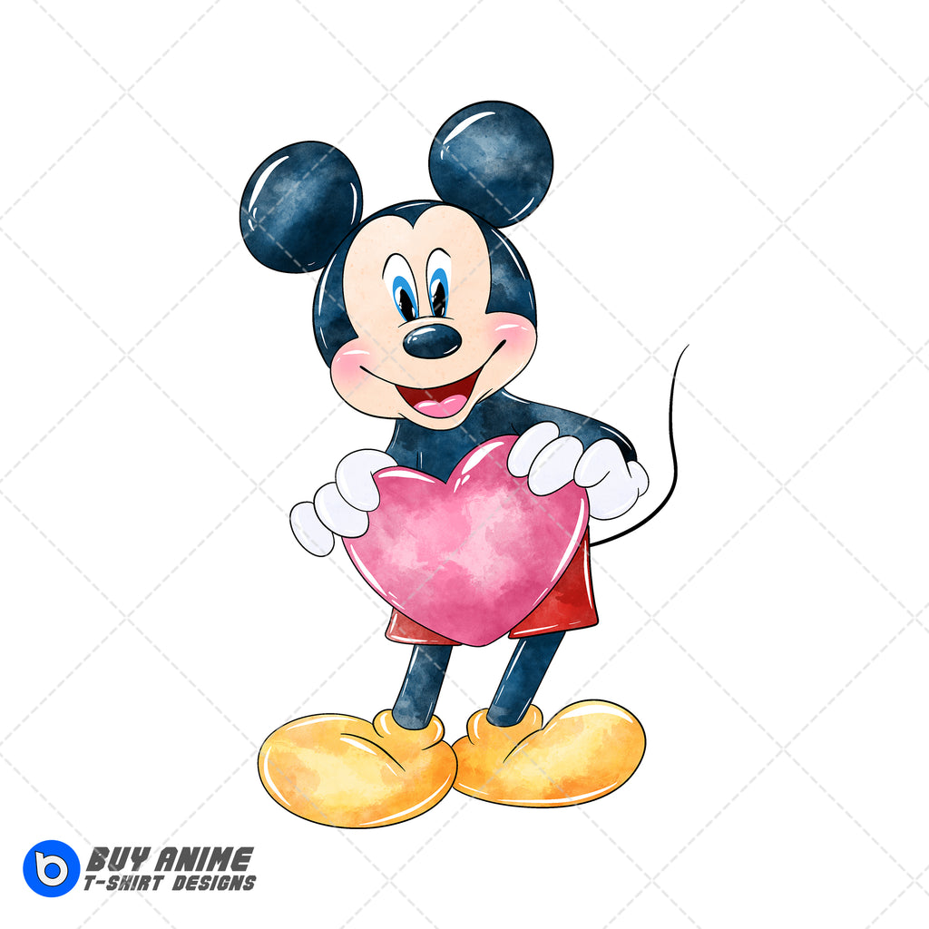 Mickey Mouse Valentines Watercolor Clipart PNG Hand Drawn Illustration