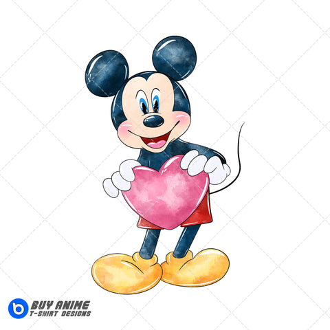 Mickey Mouse Valentines Watercolor Clipart PNG Hand Drawn Illustration
