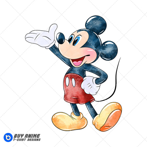 Mickey Mouse Watercolor Clipart PNG Hand Drawn Illustration