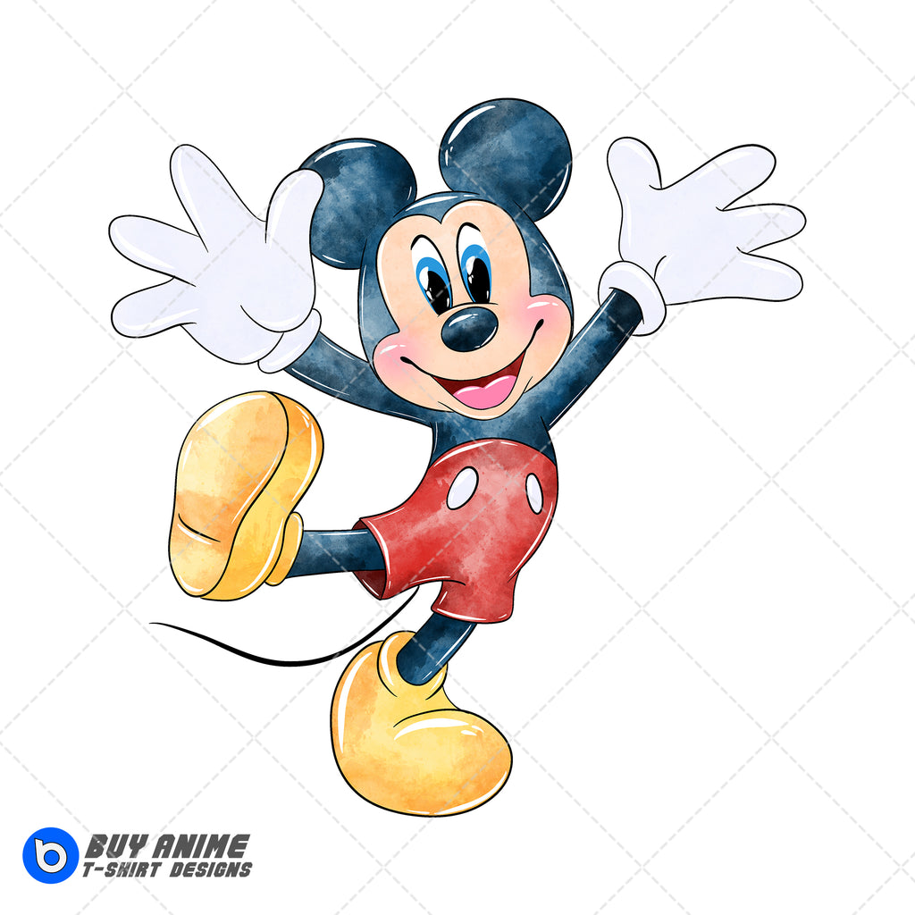 Mickey Mouse Watercolor Clipart PNG Hand Drawn Illustration #3