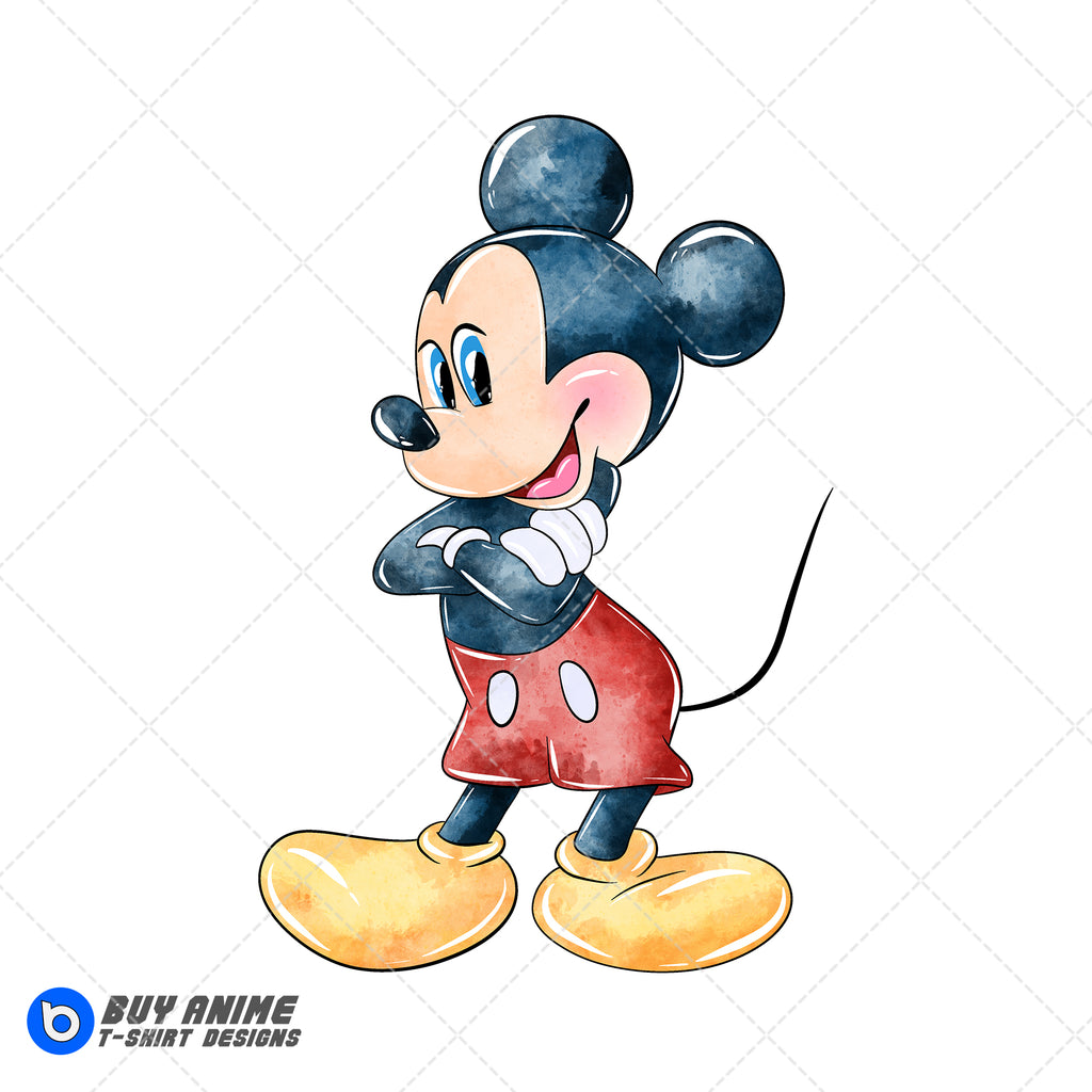 Mickey Mouse Watercolor Clipart PNG Hand Drawn Illustration #4