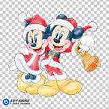Mickey and Minnie Mouse Christmas Watercolor Clipart PNG Hand Drawn Illustration