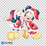 Mickey and Minnie Mouse Christmas Watercolor Clipart PNG Hand Drawn Illustration #2