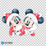 Mickey and Minnie Mouse Christmas Watercolor Clipart PNG Hand Drawn Illustration #3