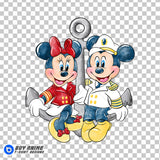 Mickey and Minnie Mouse Disney Cruise Watercolor Clipart PNG Hand Drawn Illustration