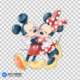 Mickey and Minnie Mouse Valentines Watercolor Clipart PNG Hand Drawn Illustration