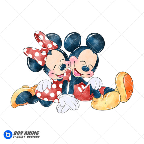 Mickey and Minnie Mouse Valentines Watercolor Clipart PNG Hand Drawn Illustration #2
