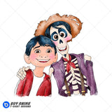 Miguel and Hector Coco Watercolor Clipart PNG Hand Drawn Illustration