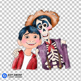 Miguel and Hector Coco Watercolor Clipart PNG Hand Drawn Illustration