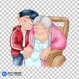 Miguel and Mama Coco Coco Watercolor Clipart PNG Hand Drawn Illustration