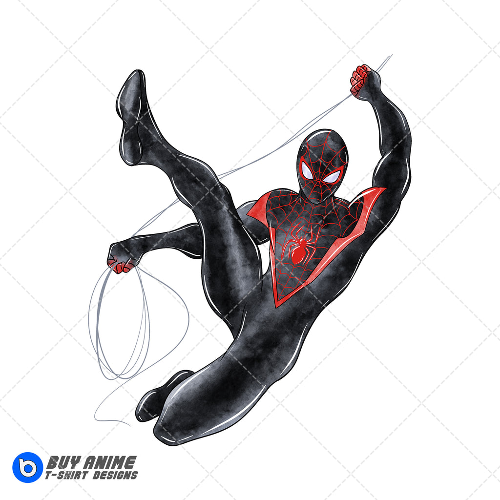 Miles Morales Spiderman Watercolor Clipart PNG Hand Drawn Illustration