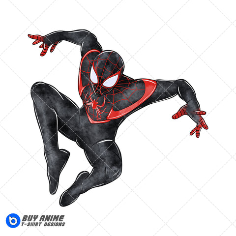 Miles Morales Spiderman Watercolor Clipart PNG Hand Drawn Illustration #2