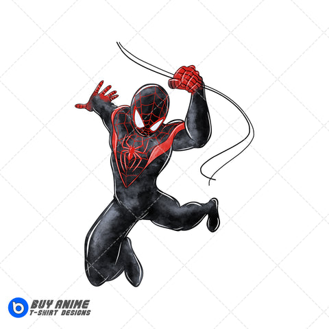 Miles Morales Spiderman Watercolor Clipart PNG Hand Drawn Illustration #4