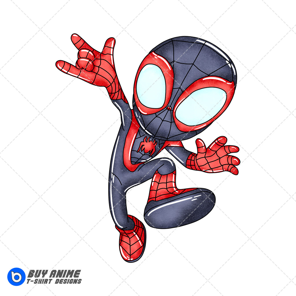 Miles Morales Spin Spidey and His Amazing Friends Watercolor Clipart PNG Hand Drawn Illustration
