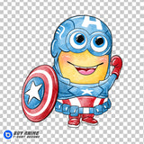 Minion x Captain America Watercolor Clipart PNG Hand Drawn Illustration