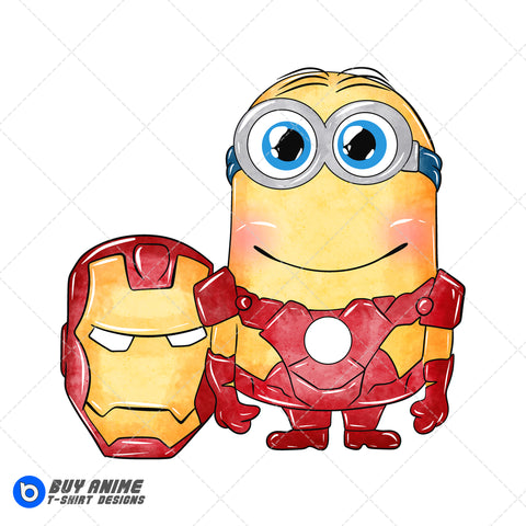 Minion x Iron Man Watercolor Clipart PNG Hand Drawn Illustration