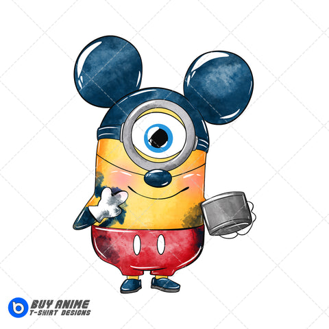 Minion x Mickey Mouse Watercolor Clipart PNG Hand Drawn Illustration