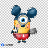 Minion x Mickey Mouse Watercolor Clipart PNG Hand Drawn Illustration
