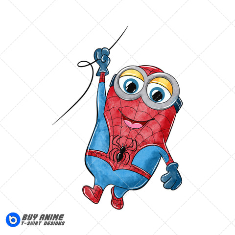 Minion x Spider-Man Watercolor Clipart PNG Hand Drawn Illustration