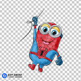 Minion x Spider-Man Watercolor Clipart PNG Hand Drawn Illustration
