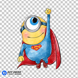 Minion x Superman Watercolor Clipart PNG Hand Drawn Illustration