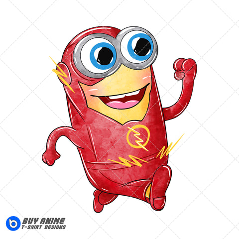 Minion x The Flash Watercolor Clipart PNG Hand Drawn Illustration