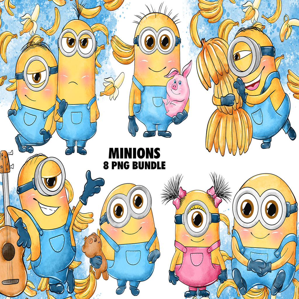 Minions Watercolor Clipart PNG Bundle #3