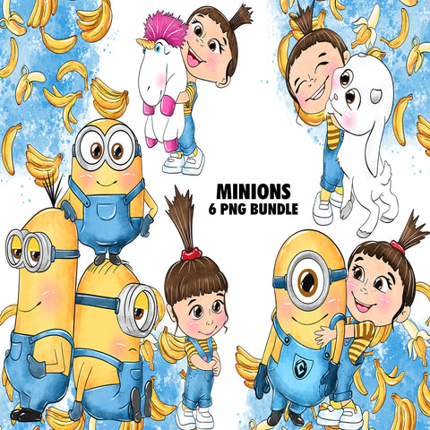 Minions Watercolor Clipart PNG Bundle #4