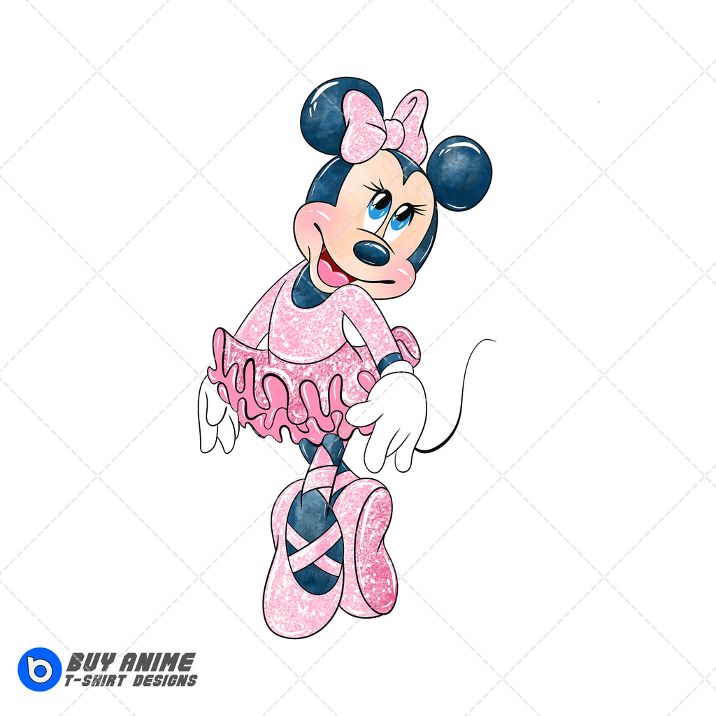 Minnie Mouse Ballerina Watercolor Clipart PNG Hand Drawn Illustration