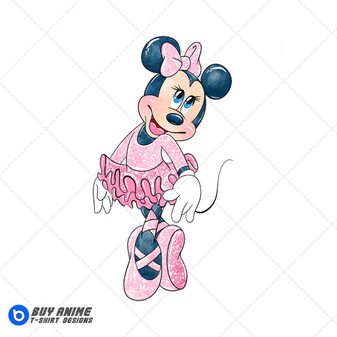 Minnie Mouse Ballerina Watercolor Clipart PNG Hand Drawn Illustration
