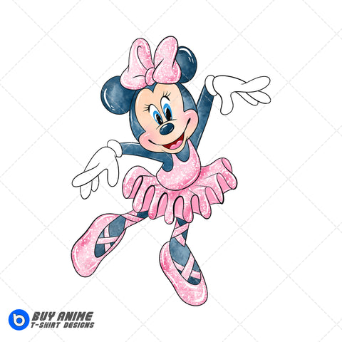 Minnie Mouse Ballerina Watercolor Clipart PNG Hand Drawn Illustration #2