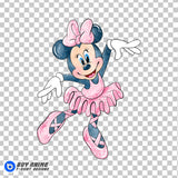 Minnie Mouse Ballerina Watercolor Clipart PNG Hand Drawn Illustration #2