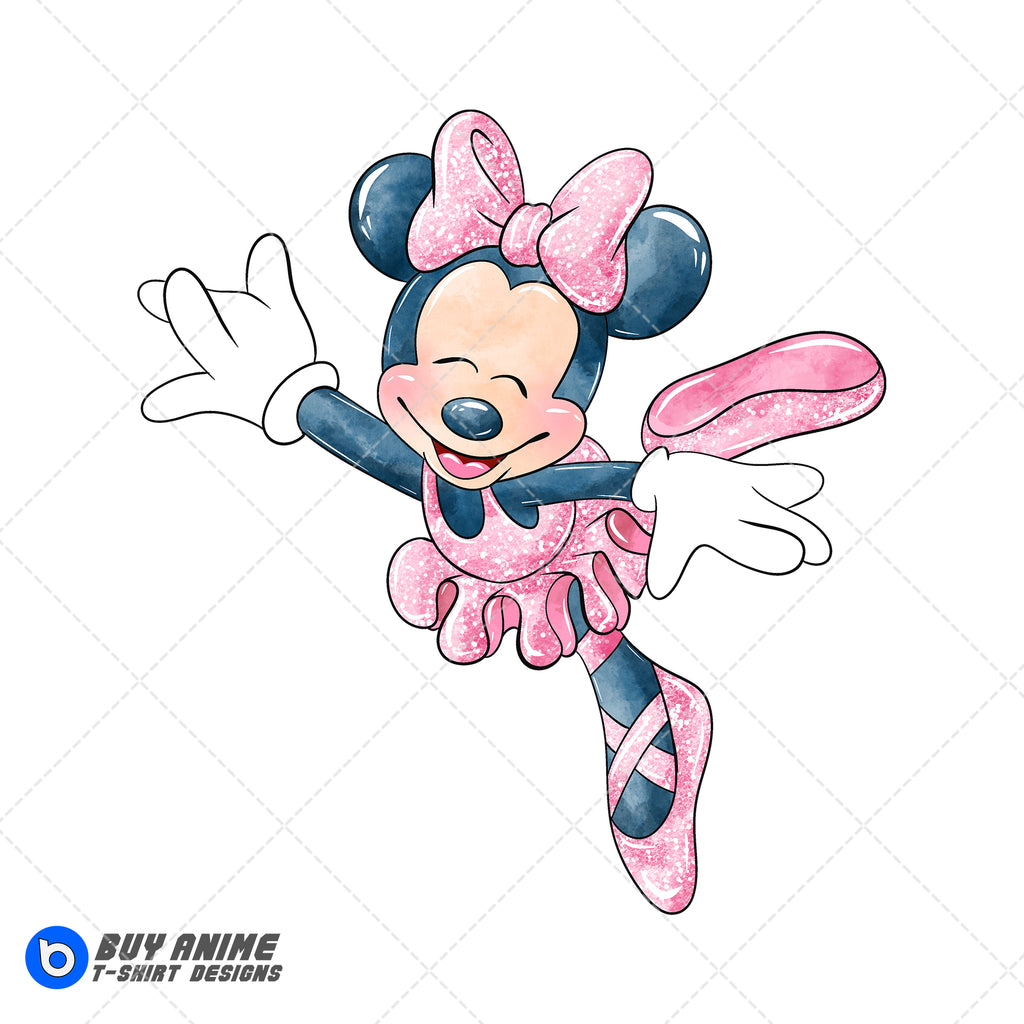 Minnie Mouse Ballerina Watercolor Clipart PNG Hand Drawn Illustration #3