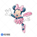 Minnie Mouse Ballerina Watercolor Clipart PNG Hand Drawn Illustration #3