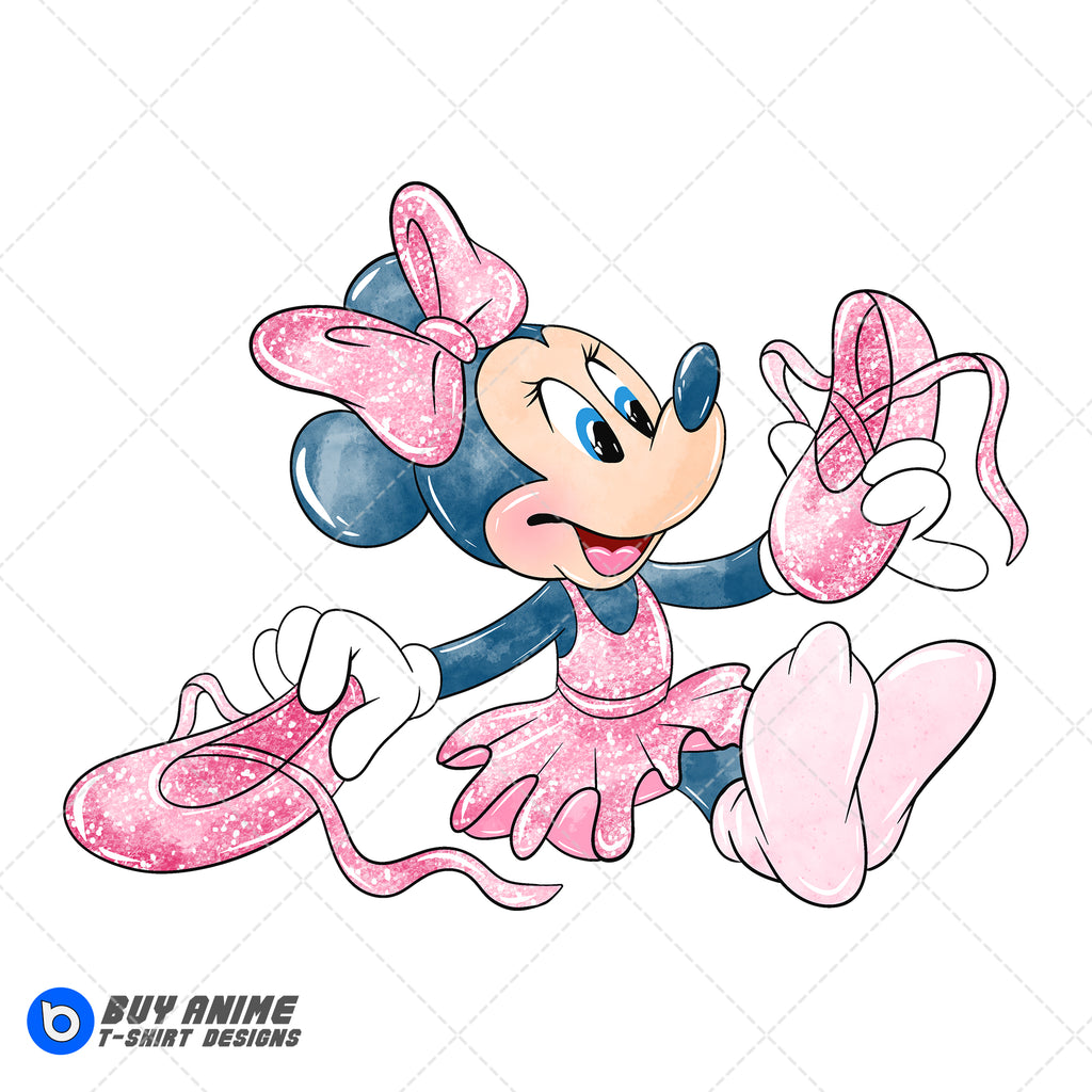 Minnie Mouse Ballerina Watercolor Clipart PNG Hand Drawn Illustration #4